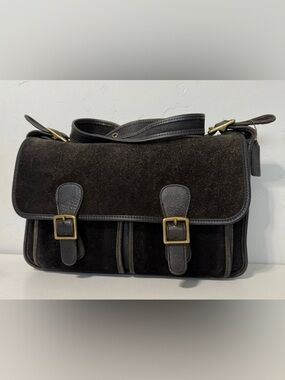 Vintage Coach Berkeley Field Bag 5284 Black Suede and Leather
